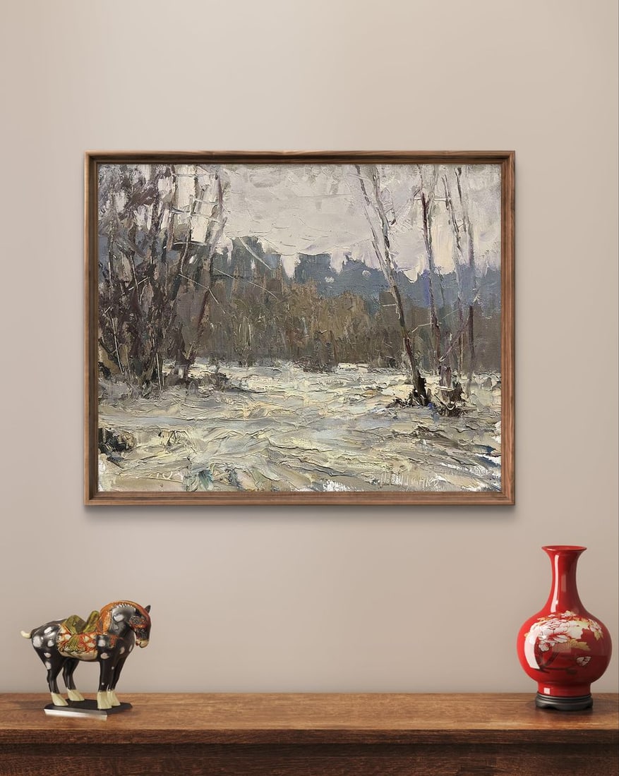 Oil painting It snowed in the forest Volodymyr Pashchenko - 3