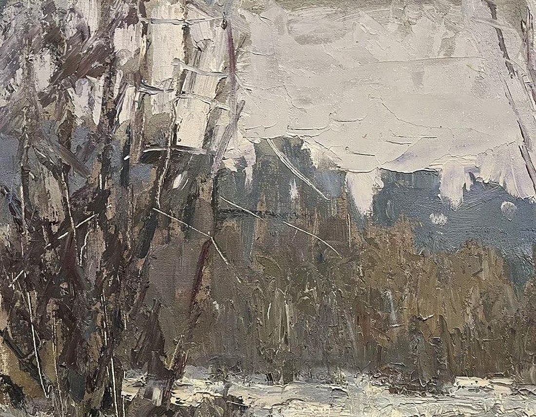 Oil painting It snowed in the forest Volodymyr Pashchenko - 4