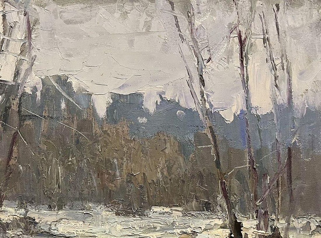 Oil painting It snowed in the forest Volodymyr Pashchenko - 5