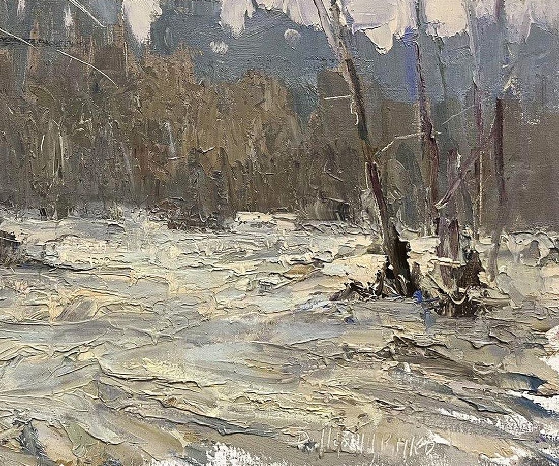 Oil painting It snowed in the forest Volodymyr Pashchenko - 7