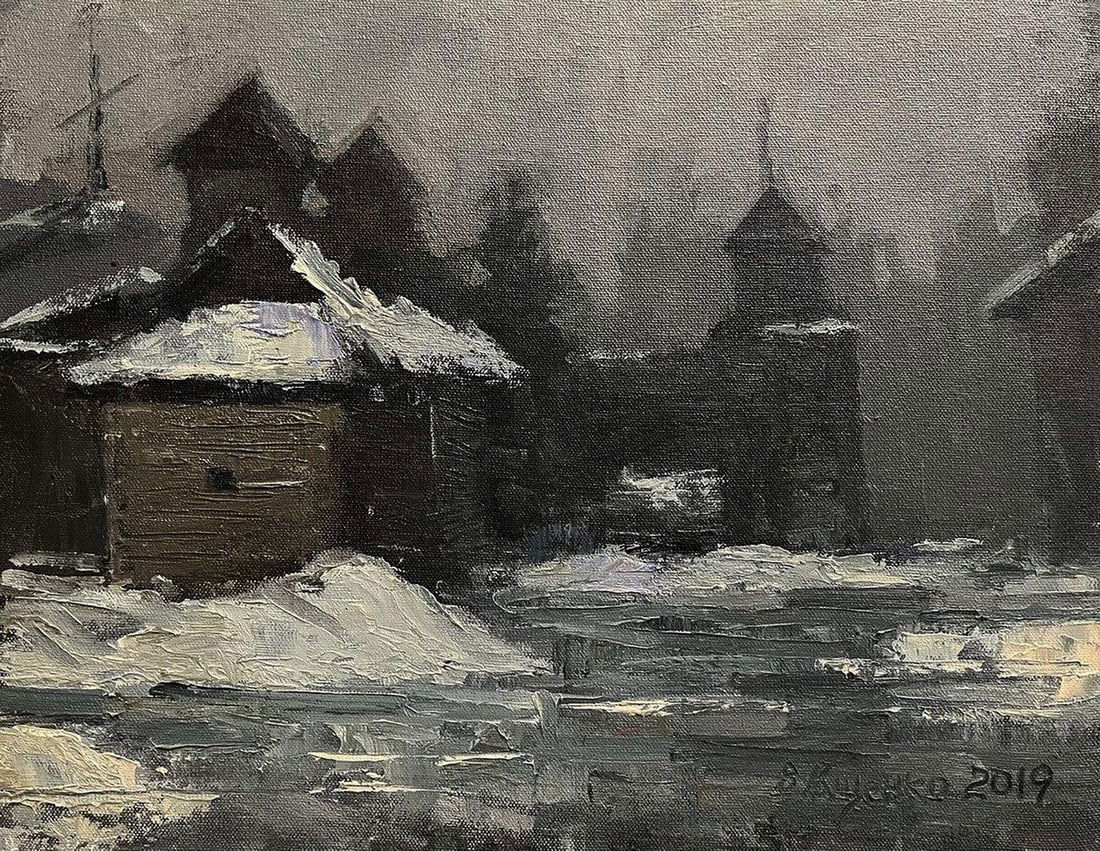 Oil painting Swedish grave Volodymyr Pashchenko: Title: Oil painting Swedish grave Volodymyr Pashchenko Description: NoGaller 122"Swedish Grave" by renowned Ukrainian artist Volodymyr Pashchenko is a somber, atmospheric depiction of a historical lan