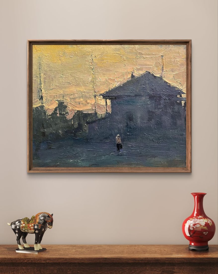 Oil painting Construction of a church in the village Volodymyr Pashchenko - 2