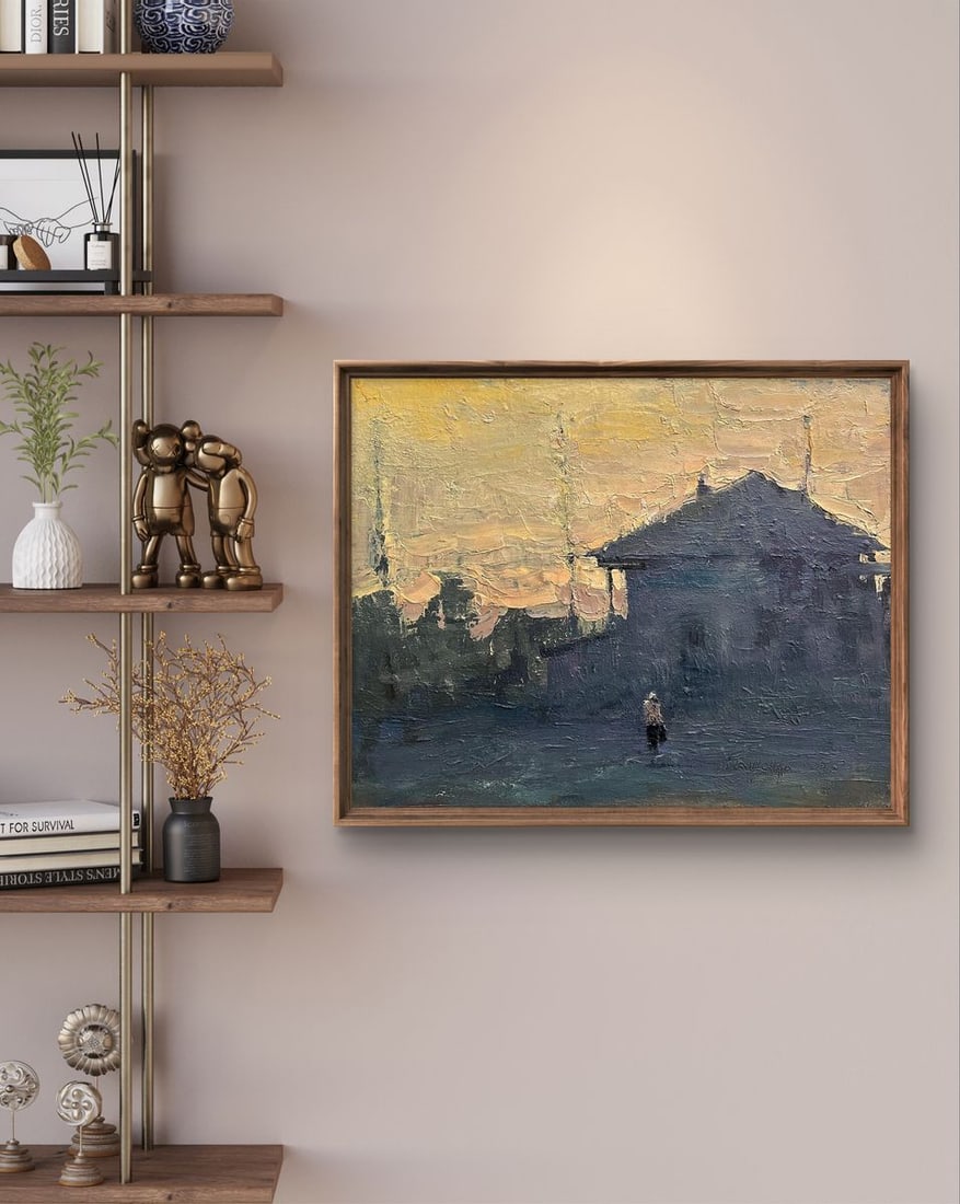 Oil painting Construction of a church in the village Volodymyr Pashchenko - 3