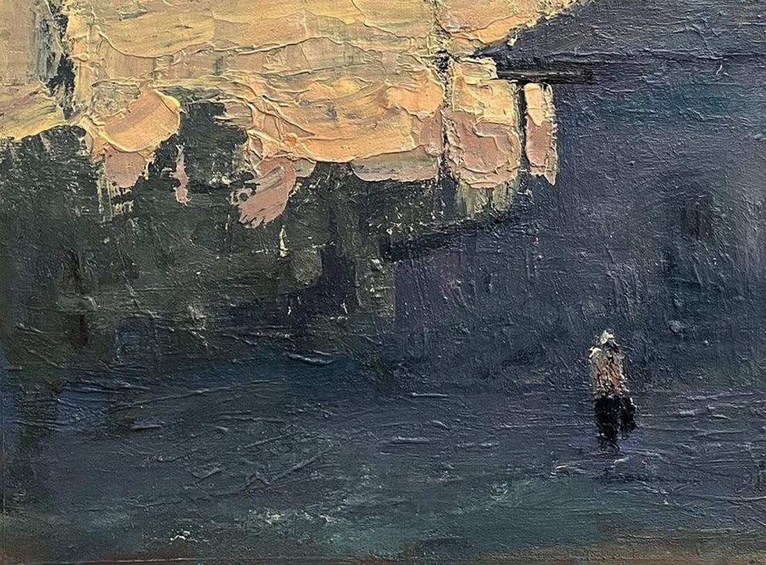 Oil painting Construction of a church in the village Volodymyr Pashchenko - 6