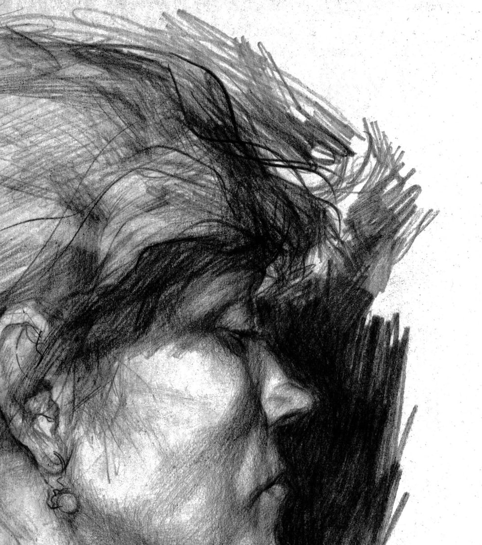 Pencil painting Profile of a woman Vasily Korkishko - 5