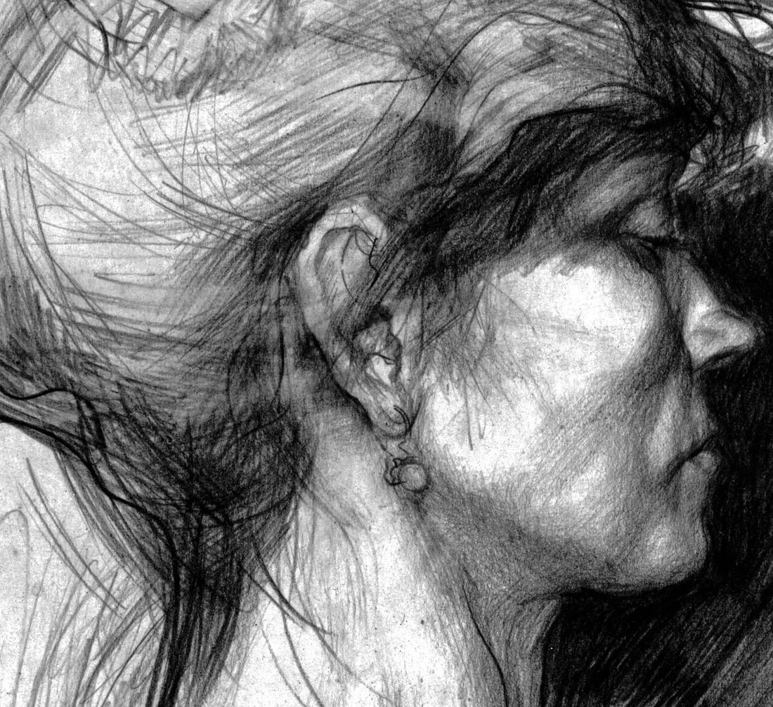 Pencil painting Profile of a woman Vasily Korkishko - 6
