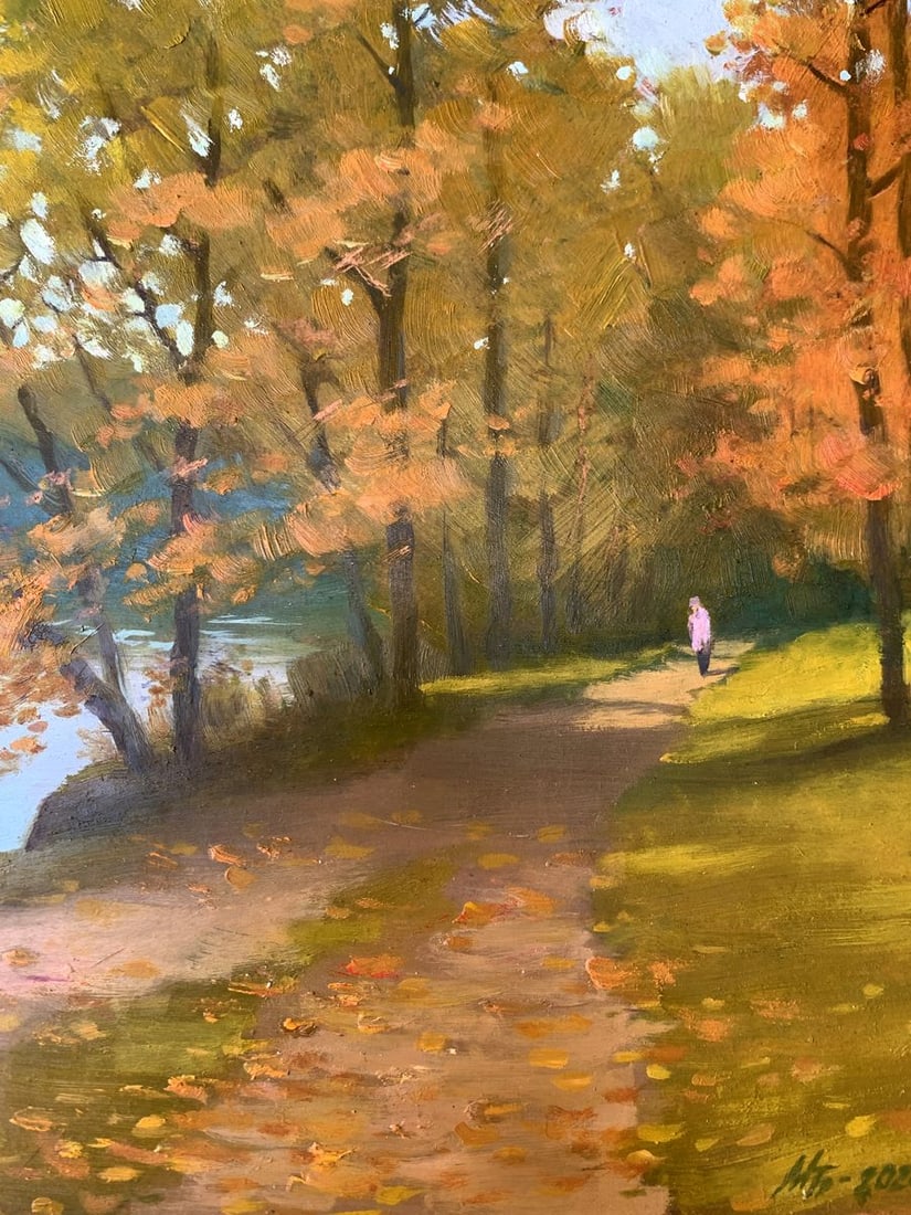 Oil painting In the autumn park Mykhailo Burdylo - 10