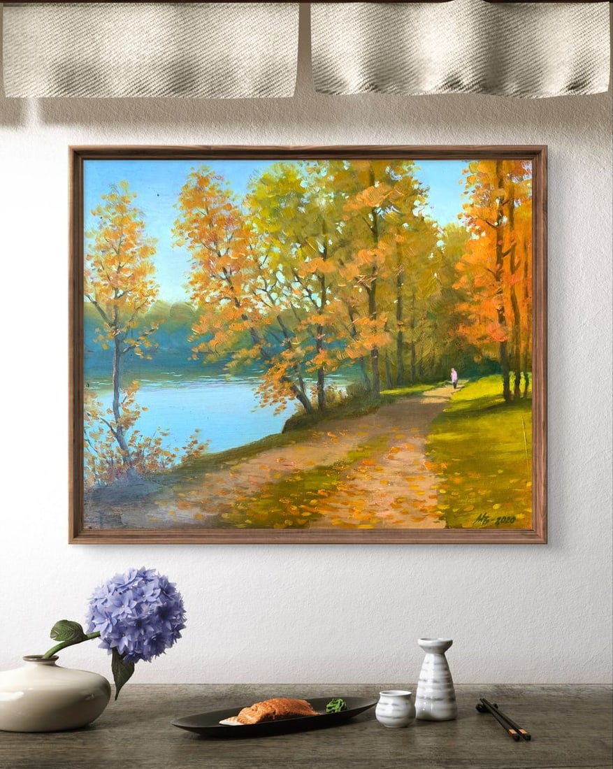 Oil painting In the autumn park Mykhailo Burdylo - 3