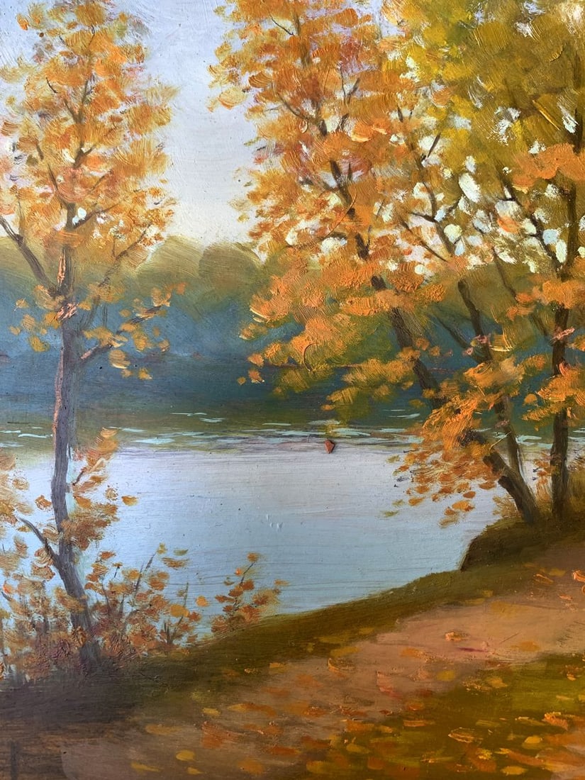 Oil painting In the autumn park Mykhailo Burdylo - 5