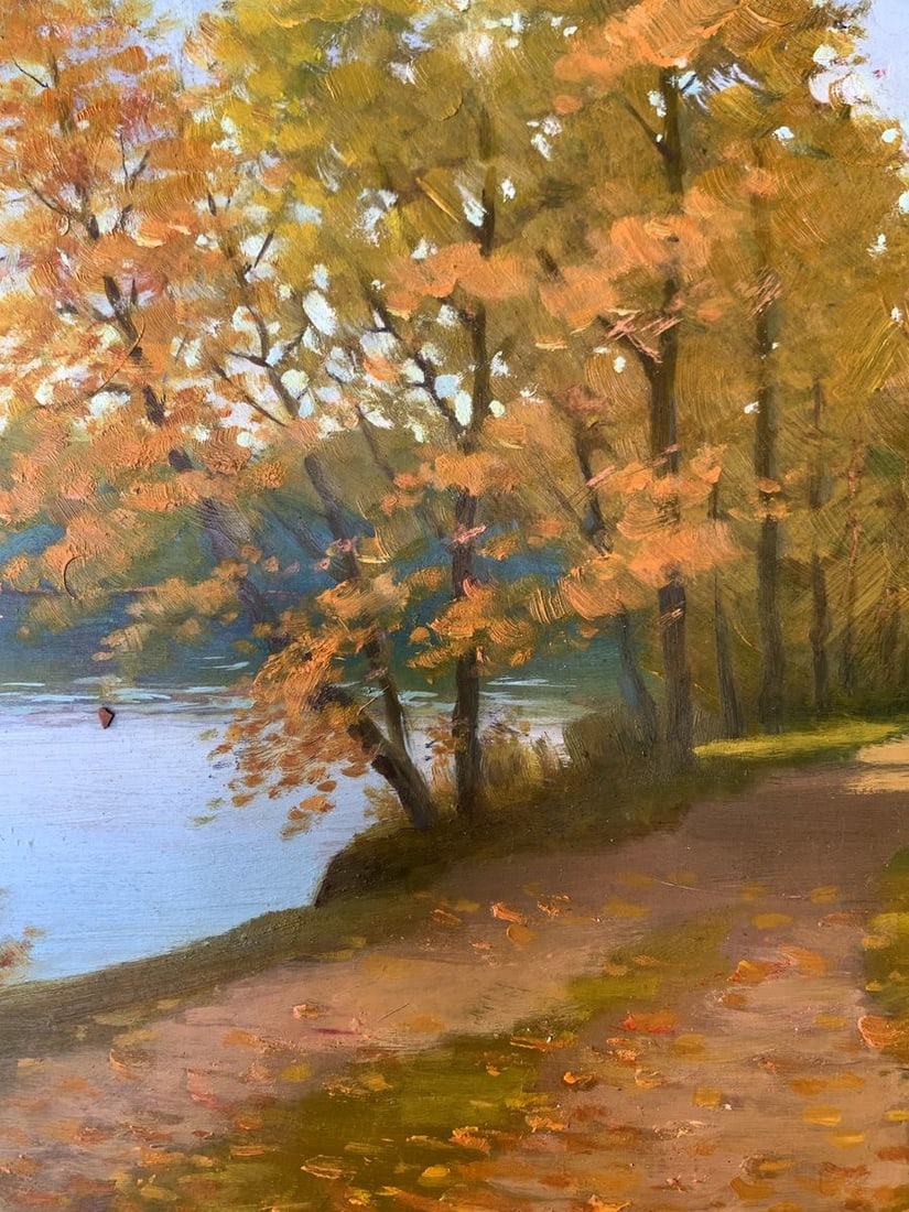 Oil painting In the autumn park Mykhailo Burdylo - 7