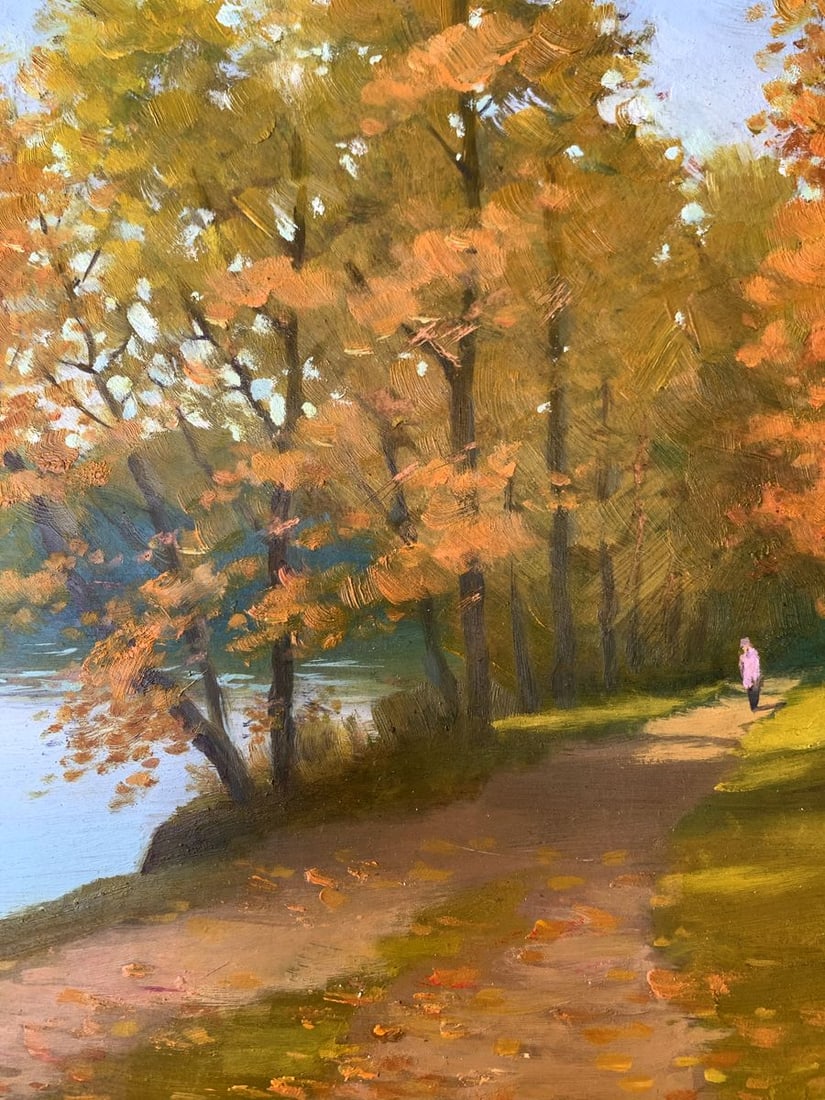 Oil painting In the autumn park Mykhailo Burdylo - 8
