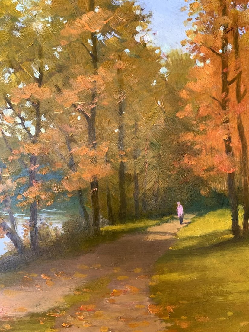 Oil painting In the autumn park Mykhailo Burdylo - 9