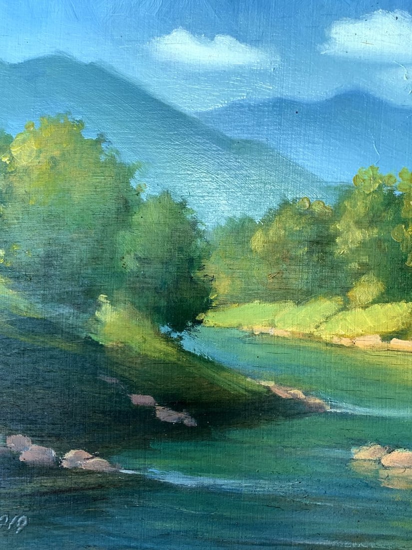 Oil painting Mountain river Mykhailo Burdylo - 5