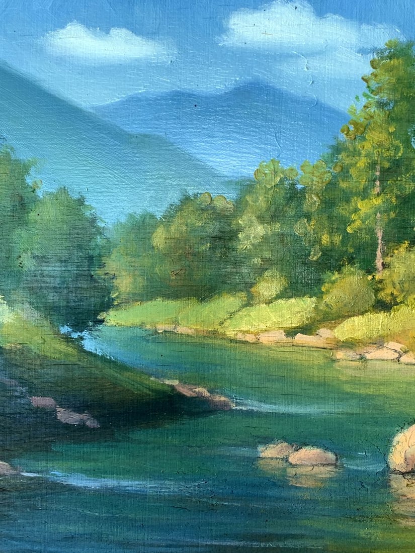 Oil painting Mountain river Mykhailo Burdylo - 6