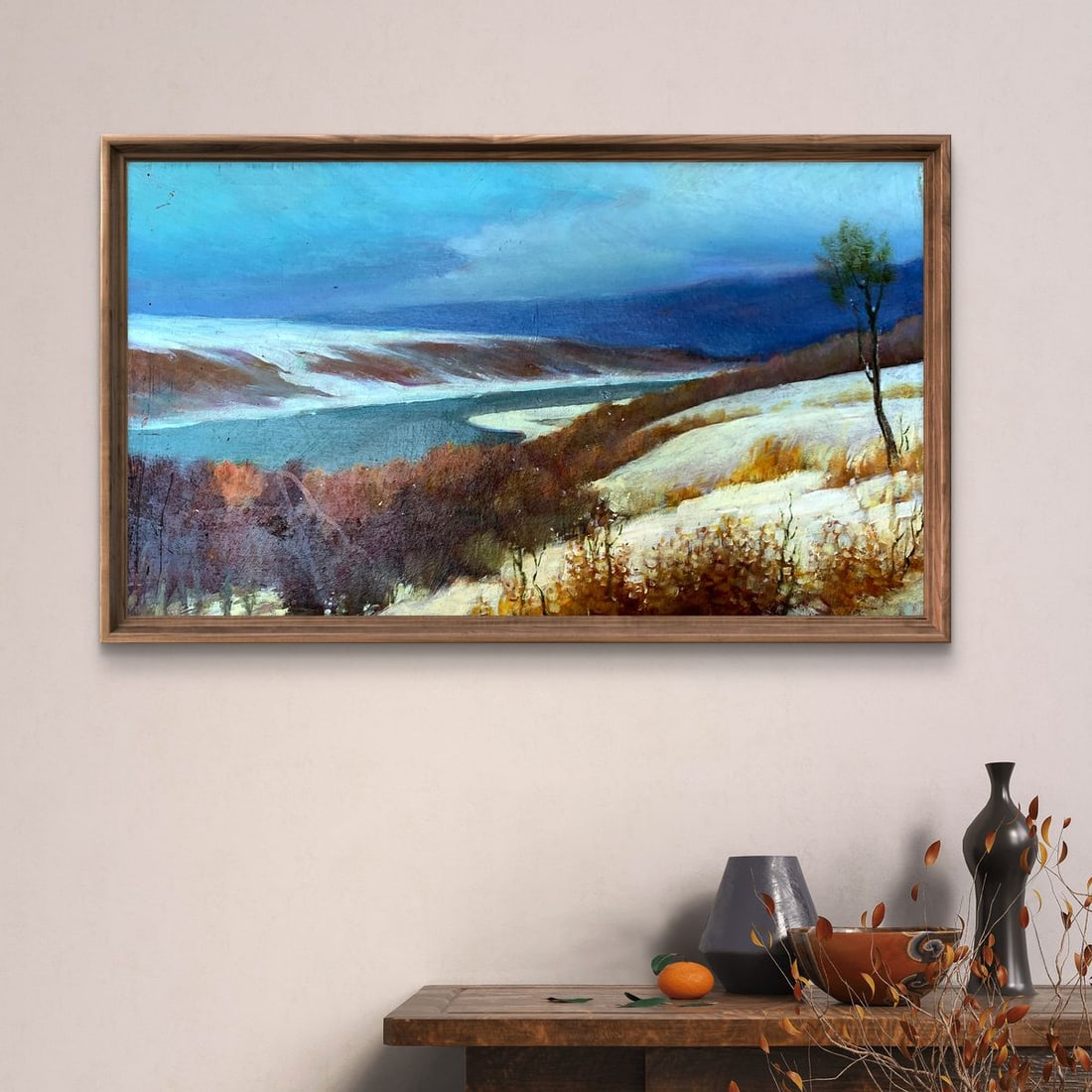 Oil painting The field was covered with snow Mykhailo Burdylo - 2