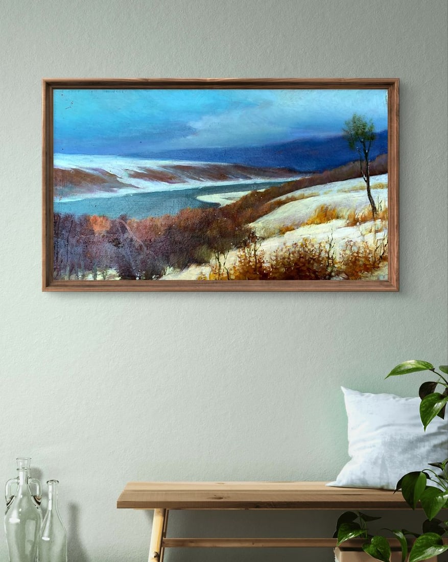 Oil painting The field was covered with snow Mykhailo Burdylo - 3