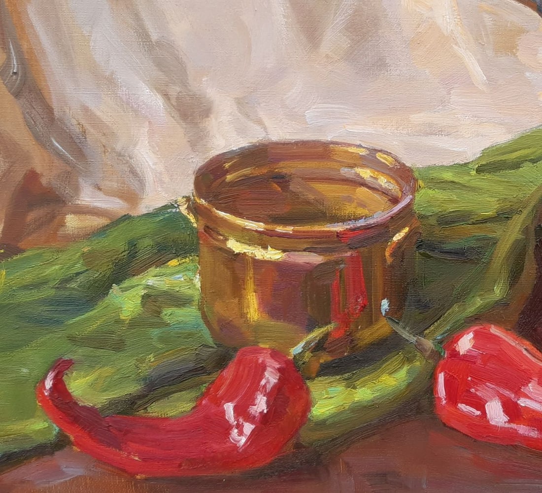 Oil painting Coffee pot and pepper Tepeta Miacheslav - 2