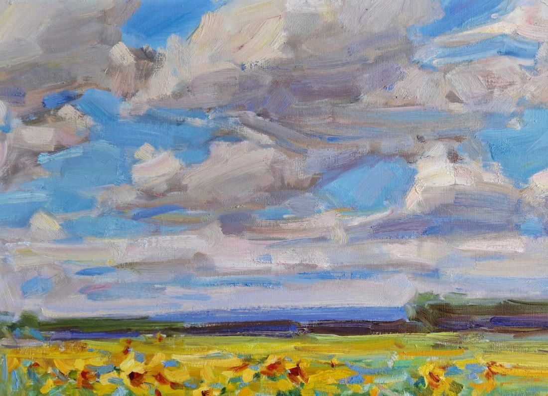 Oil painting Field of sunflowers Vyacheslav Pereta - 2