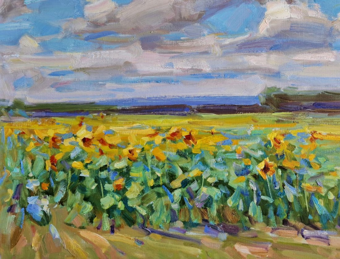 Oil painting Field of sunflowers Vyacheslav Pereta - 4