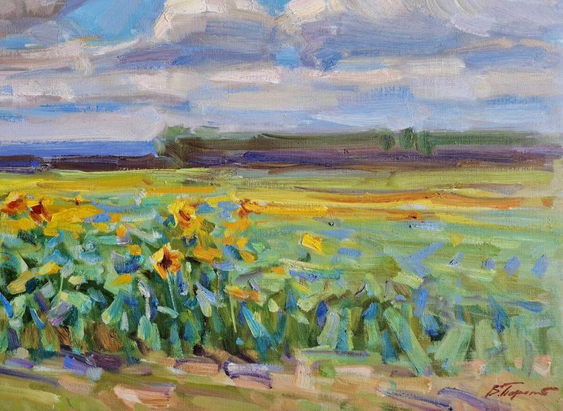 Oil painting Field of sunflowers Vyacheslav Pereta - 5