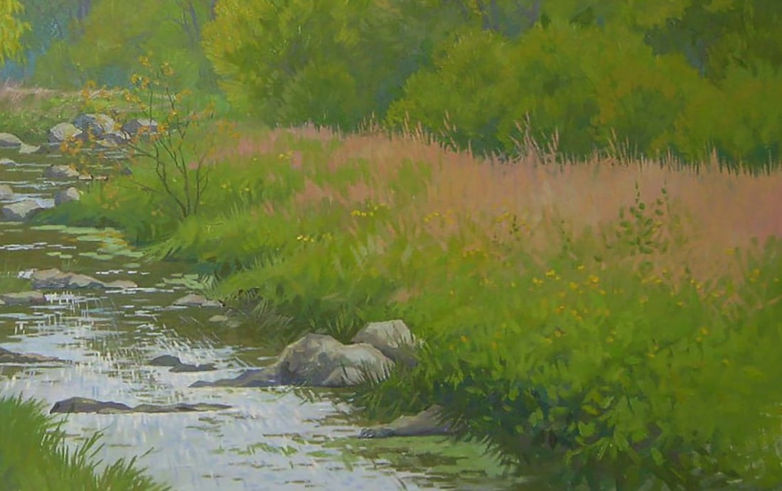 Oil painting The river flows through the forest Valery Savenets - 2