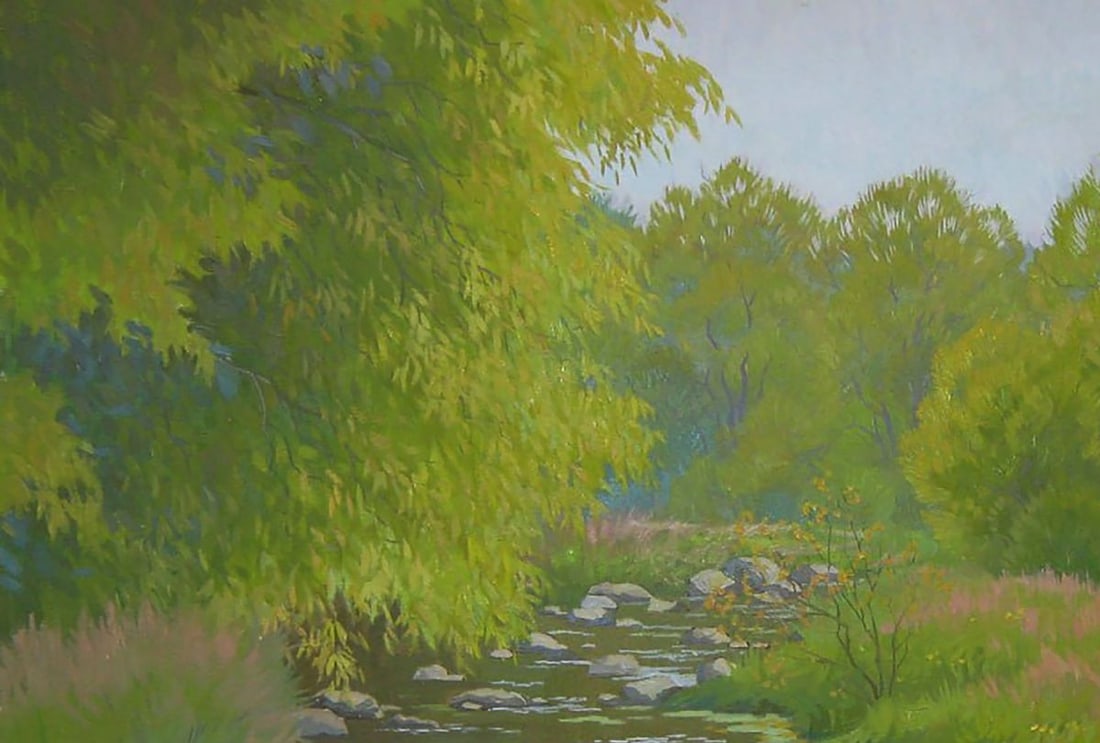 Oil painting The river flows through the forest Valery Savenets - 4