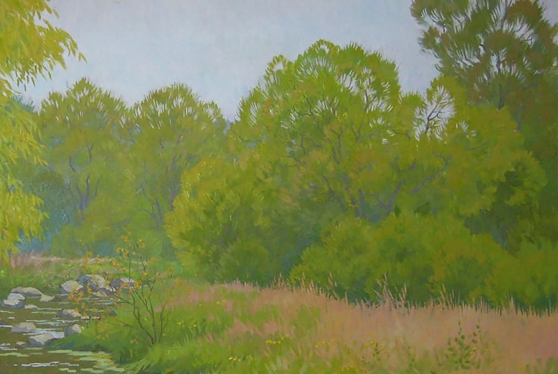 Oil painting The river flows through the forest Valery Savenets - 5