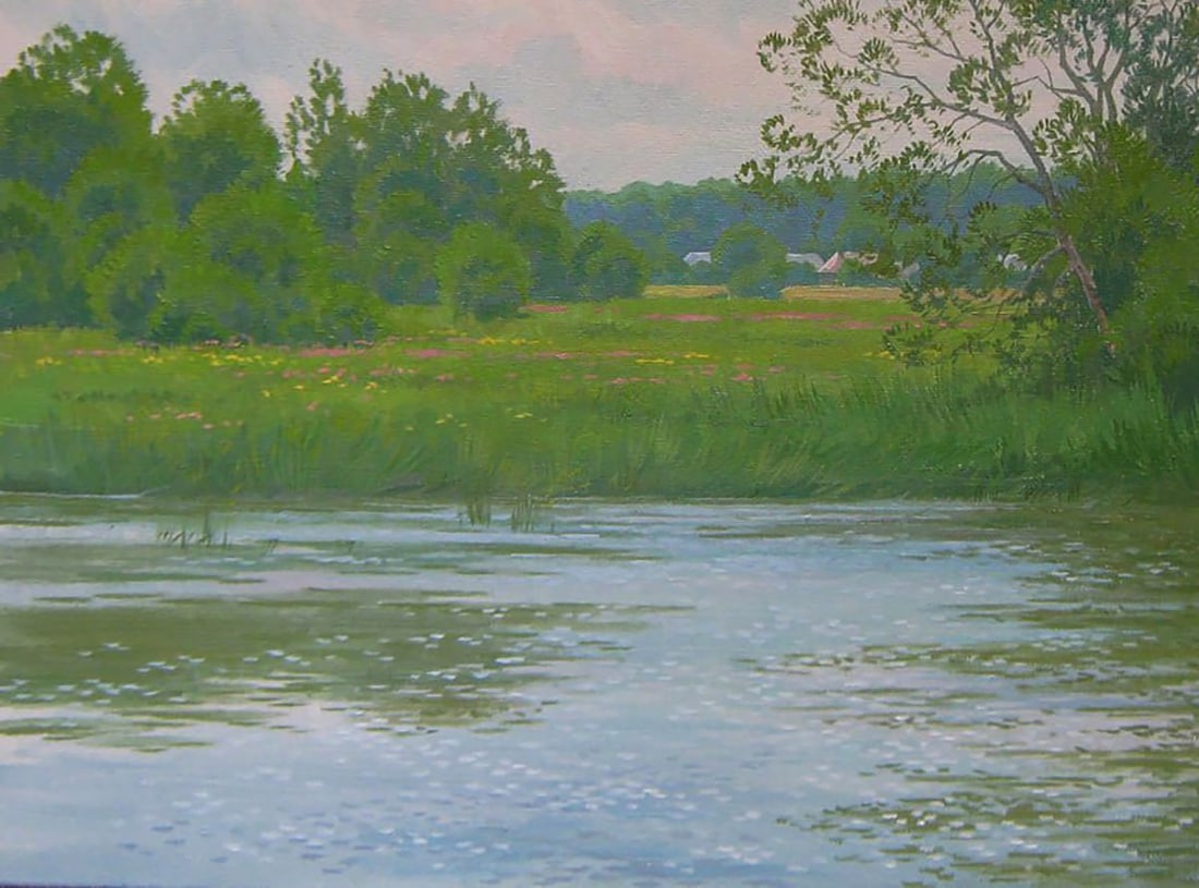 Oil painting Summer river in the forest Valery Savenets - 3