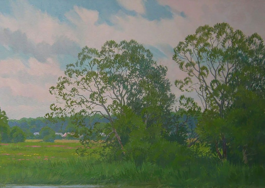 Oil painting Summer river in the forest Valery Savenets - 5