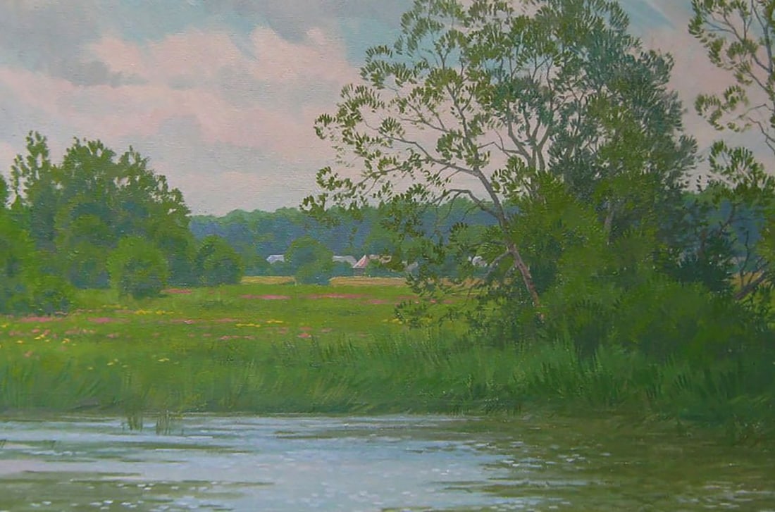 Oil painting Summer river in the forest Valery Savenets - 6