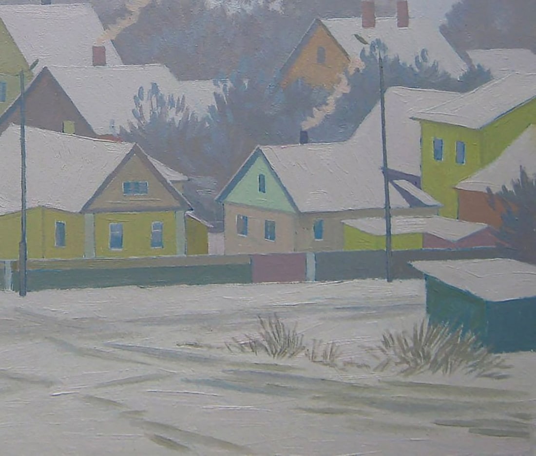 Oil painting City in the snow Valery Savenets - 2
