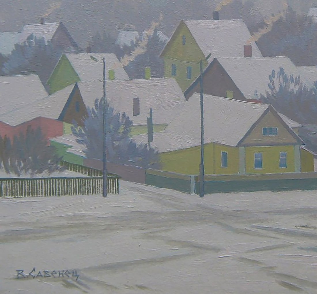Oil painting City in the snow Valery Savenets - 3
