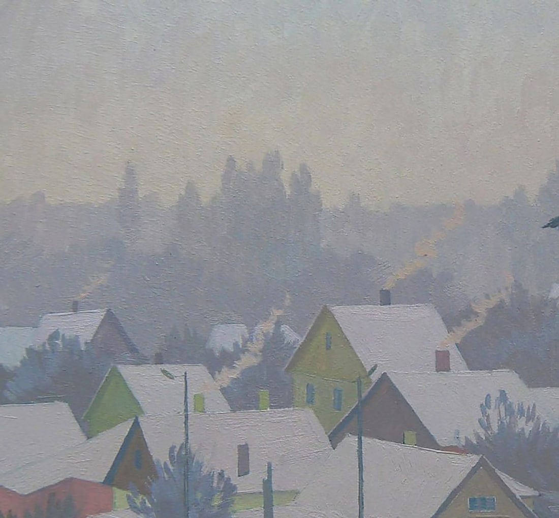 Oil painting City in the snow Valery Savenets - 4