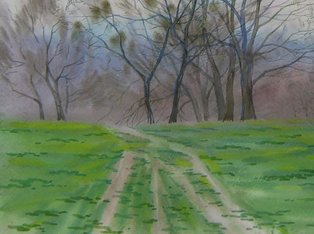 Watercolor painting Spring meadow in the forest Valery Savenets - 3