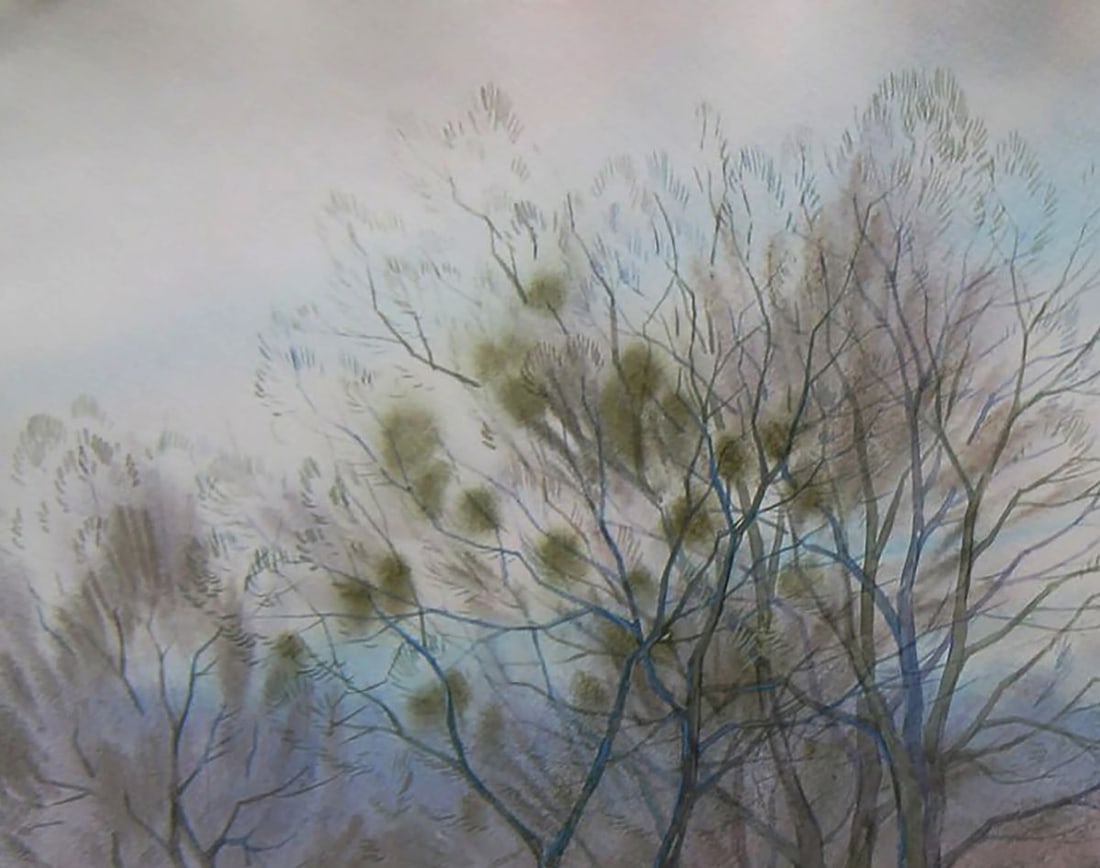 Watercolor painting Spring meadow in the forest Valery Savenets - 4