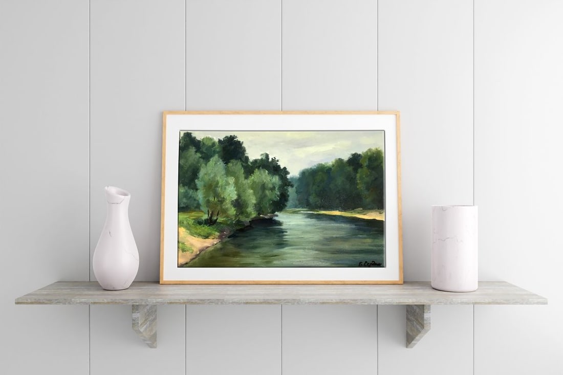 Oil painting River bank Boris Serdyuk - 2