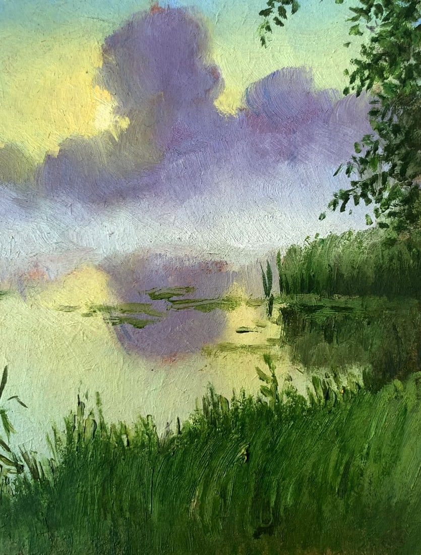 Oil painting Fog over the river Mykhailo Burdylo - 10