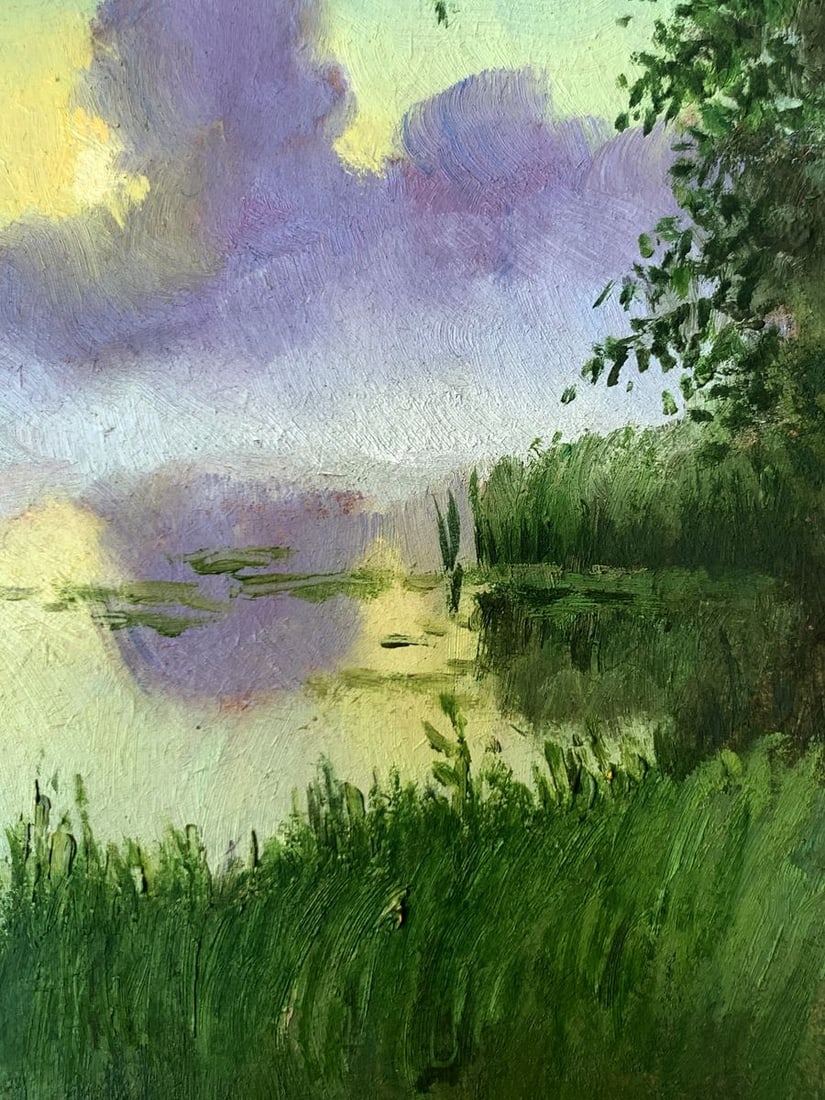 Oil painting Fog over the river Mykhailo Burdylo - 11