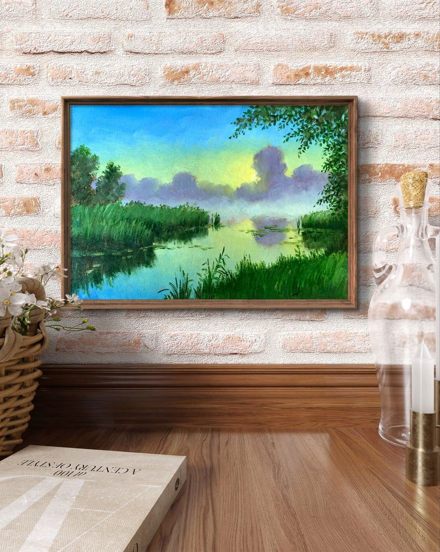 Oil painting Fog over the river Mykhailo Burdylo - 3