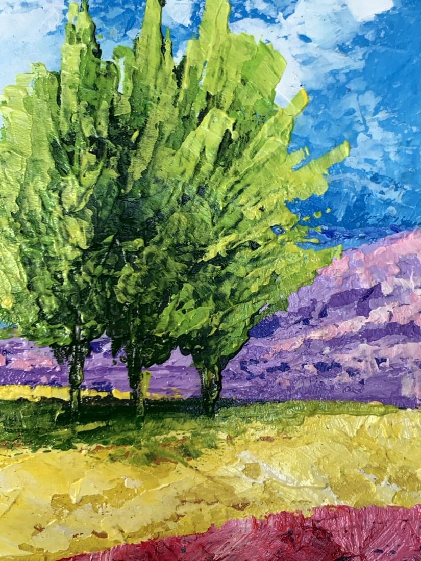 Oil painting Mountain lake and three trees V. Zadorozhnya - 11