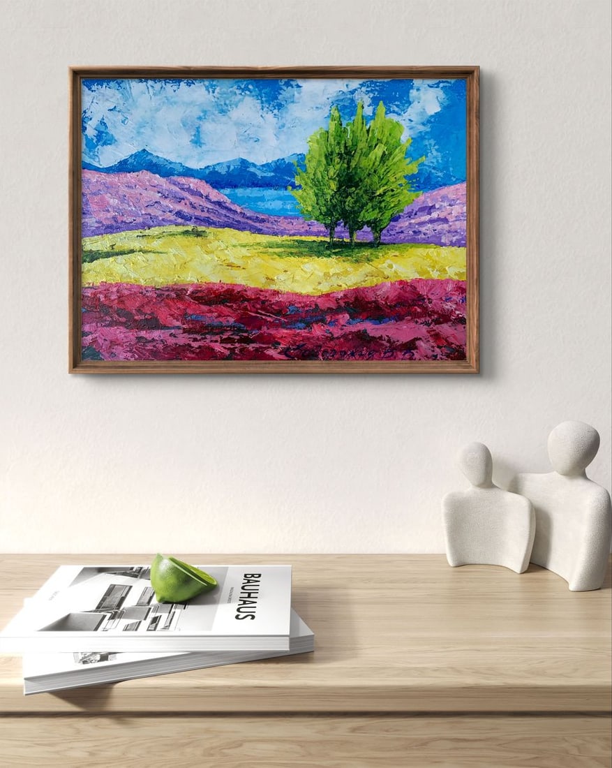 Oil painting Mountain lake and three trees V. Zadorozhnya - 3