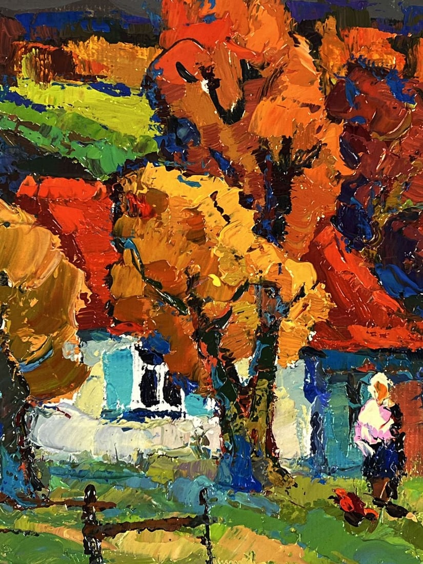 Oil painting Crimson autumn in the village Oksana Ivanyuk - 7