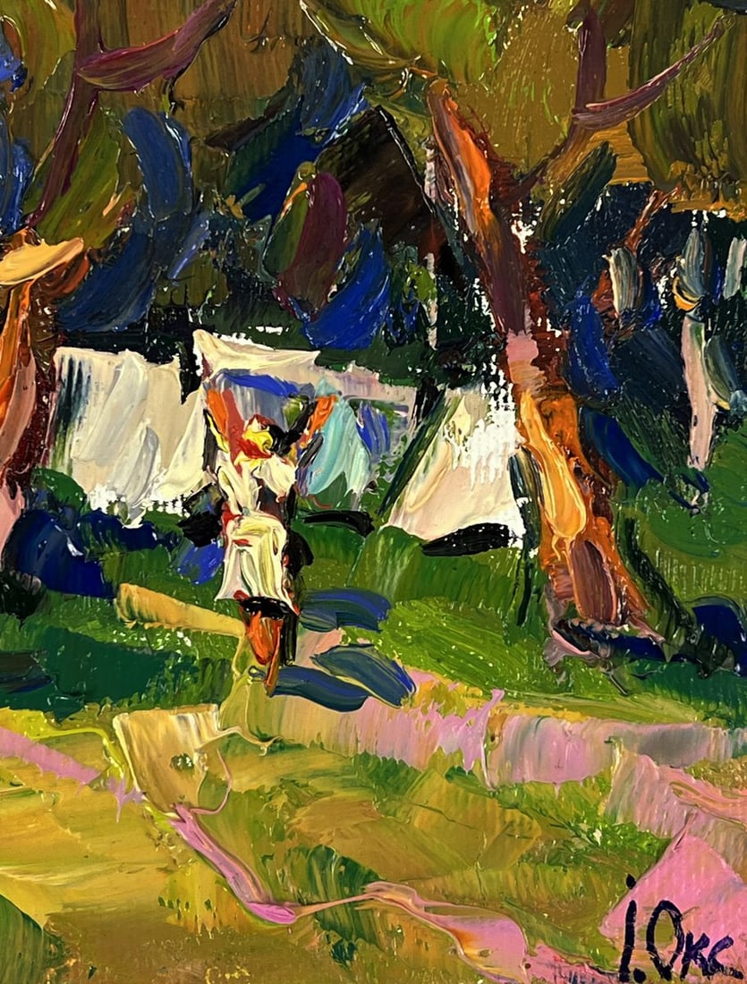 Oil painting Cleaning the village yard Oksana Ivanyuk - 10