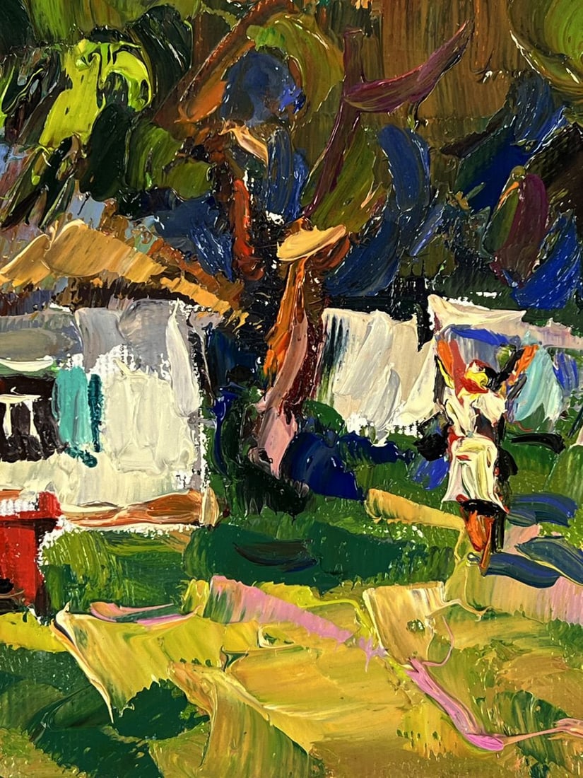 Oil painting Cleaning the village yard Oksana Ivanyuk - 7