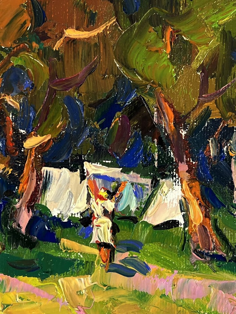 Oil painting Cleaning the village yard Oksana Ivanyuk - 9