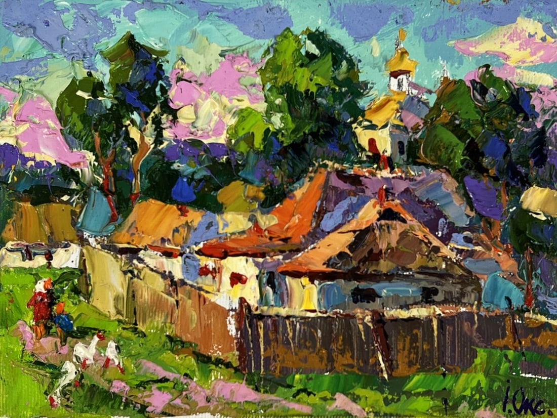 Oil painting A warm sunny day in the village Oksana Ivanyuk - 3