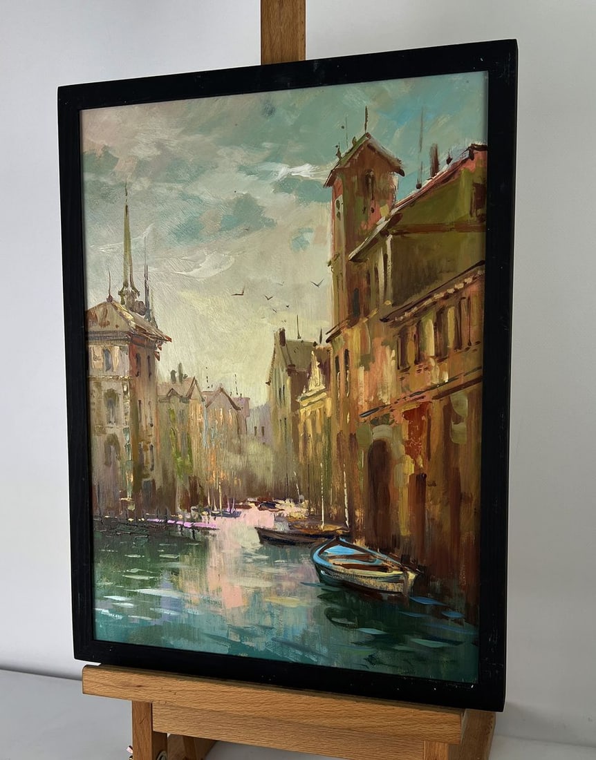 Oil painting The Venetian boat bay in the city Yuriy Suprunchuk - 2