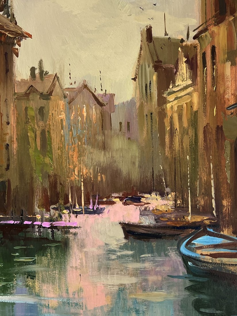 Oil painting The Venetian boat bay in the city Yuriy Suprunchuk - 9