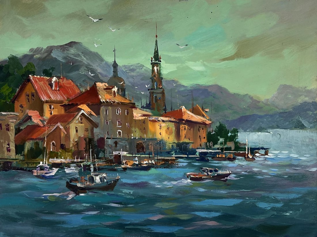 Oil painting Sunset behind the mountains Yuriy Suprunchuk - 3