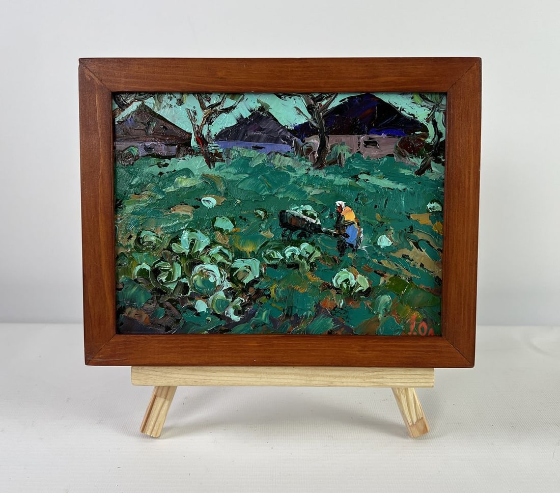 Oil painting The city and the soul of the village Alex Kalenyuk: Title: Oil painting The city and the soul of the village Alex Kalenyuk Description: NoAAA5126The oil painting on Cardboard titled "The city and the soul of the village" evokes a profound sense of cont